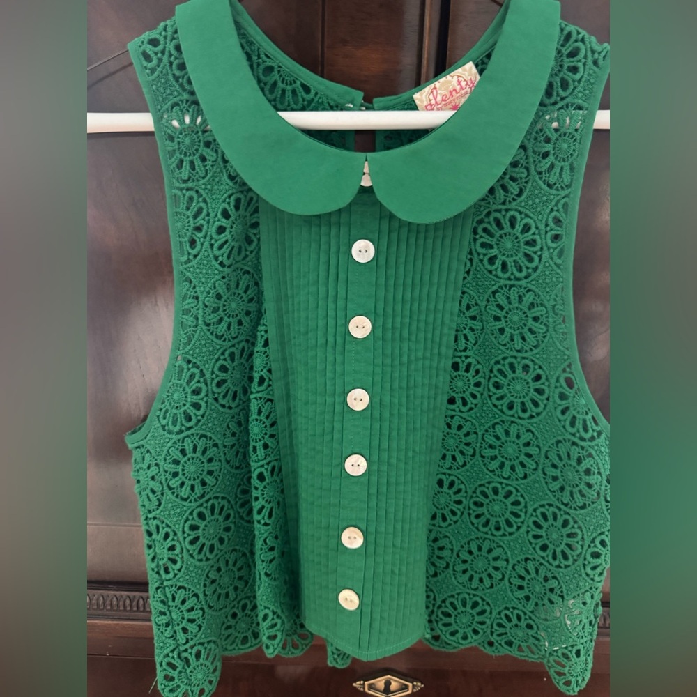 Plenty by Tracy Reese Emerald Crochet Top